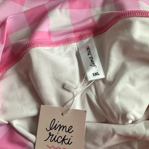 NWT Lime Ricki Pink Gingham Swimsuit 3X - Picture 5 of 11